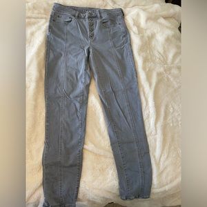 American Eagle Women’s High Waisted Hi-Rise Button Fly Gray Jegging Jeans 10 Reg